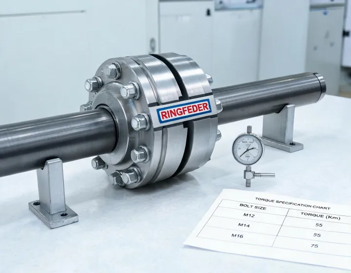 Ringfeder shrink disc coupling on industrial shaft